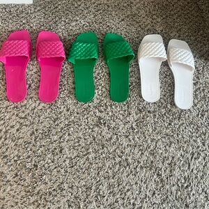 Old Navy (3 pair)  Pink, White, Green Slide Sandals. Brand New never worn.
